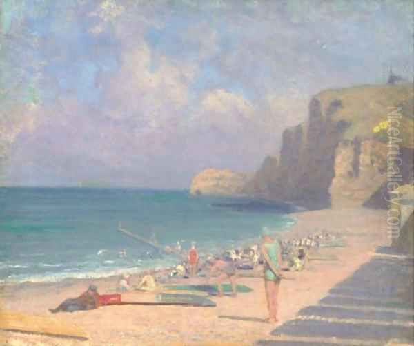 A summer's day at the beach Oil Painting by English School