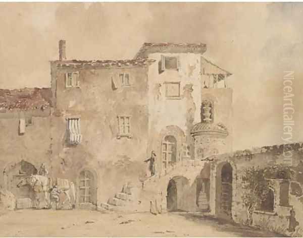 Byron's house in Greece Oil Painting by English School