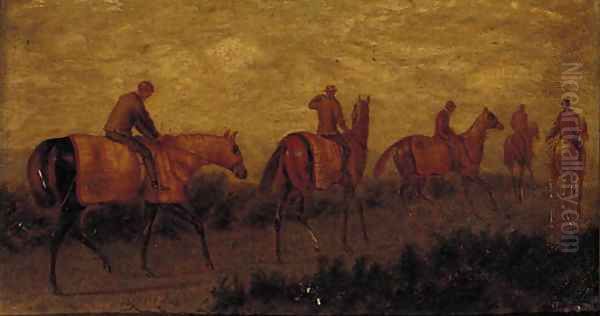 Exercising racehorses Oil Painting by English School