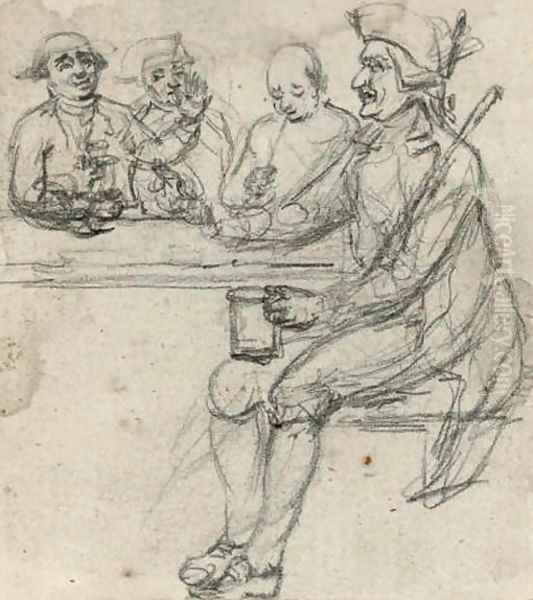 Figures in a tavern Oil Painting by English School