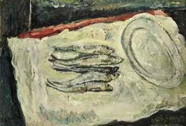 Nature Morte Aux Harengs Avec Plat Ovale Oil Painting by Chaim Soutine