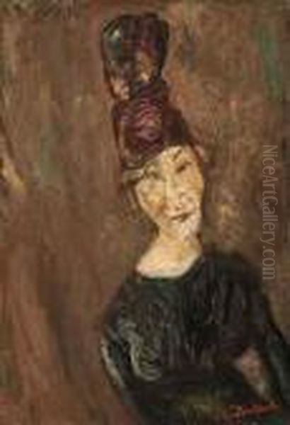 La Femme Au Grand Chapeau Oil Painting by Chaim Soutine