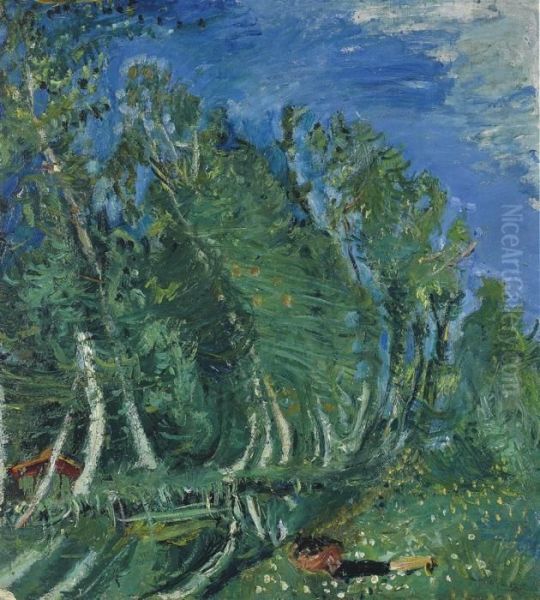 Paysage Avec Personnage Couche, Champigny Oil Painting by Chaim Soutine