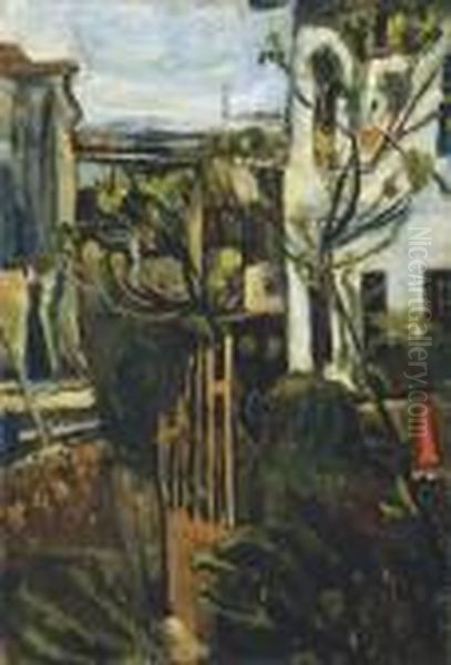 Maison Et Jardin Aux Environs De Paris Oil Painting by Chaim Soutine