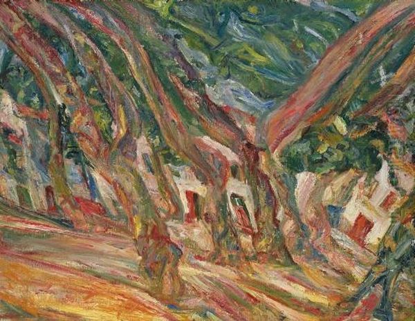 Les Platanes A Ceret Oil Painting by Chaim Soutine