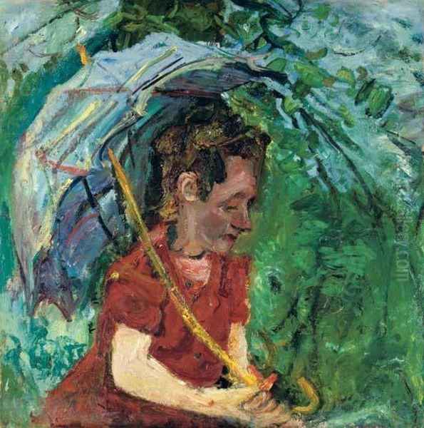 La Femme A L'ombrelle Oil Painting by Chaim Soutine