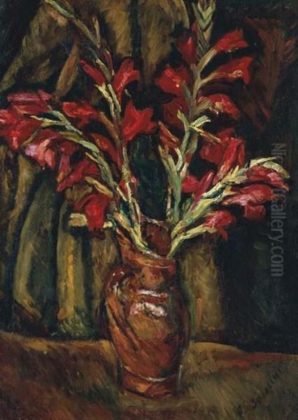 Les Glaieuls Rouges Dans Un Vase Oil Painting by Chaim Soutine