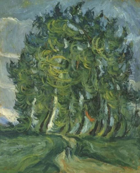 Arbres A Auxerre Oil Painting by Chaim Soutine