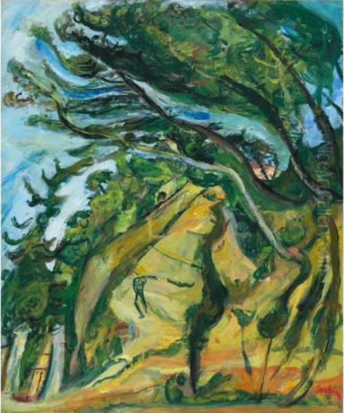 Paysage A La Route Montante Oil Painting by Chaim Soutine