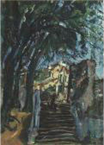 Les Escaliers A Chartres Oil Painting by Chaim Soutine