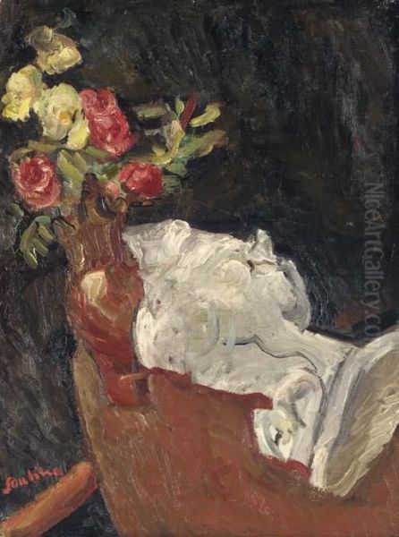 Bouquet De Rose A La Statue De Platre Oil Painting by Chaim Soutine