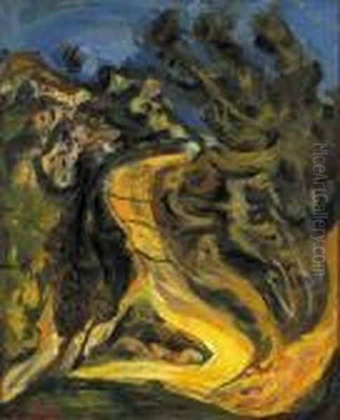 Paysage A La Route Montante Oil Painting by Chaim Soutine