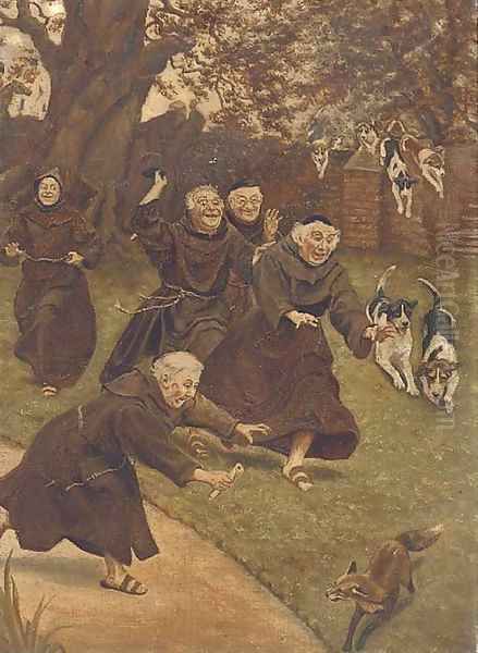 Joining the hunt Oil Painting by English School