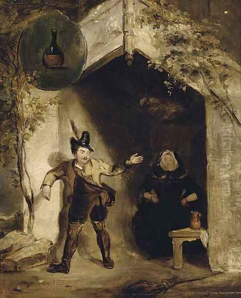 Leaving the inn Oil Painting by English School