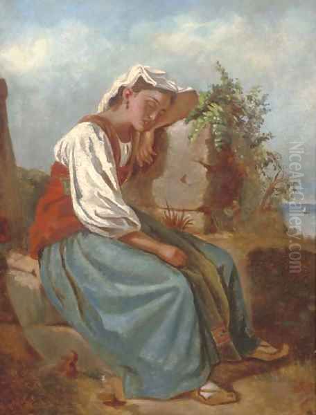 Lost in thought Oil Painting by English School