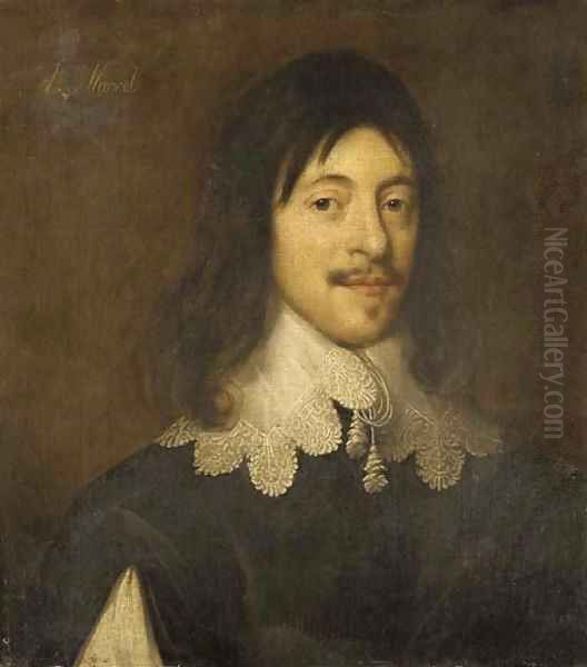 Portrait of a gentleman, traditionally identified as Andrew Marvell Oil Painting by English School