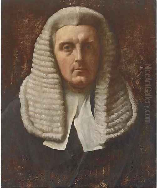 Portrait of a judge, bust-length, in wig and robes Oil Painting by English School