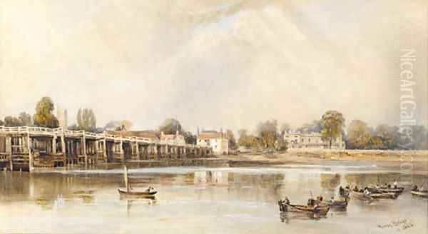 Putney Bridge Oil Painting by English School