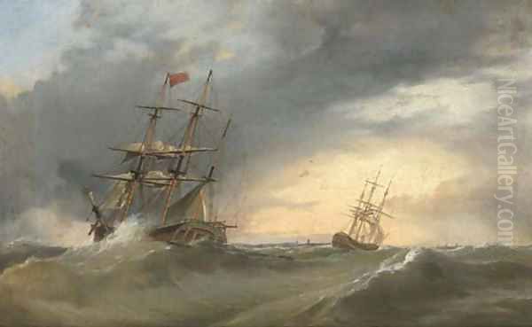 Riding out the gale Oil Painting by English School