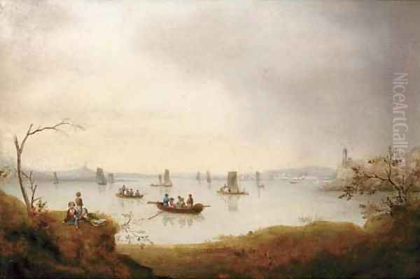 Sailing on the lake Oil Painting by English School