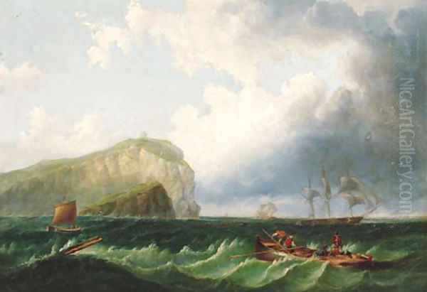 Shipping in a swell Oil Painting by English School