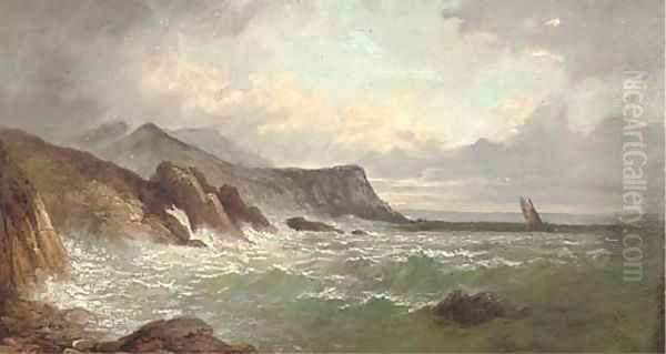 Shipping off the coast Oil Painting by English School