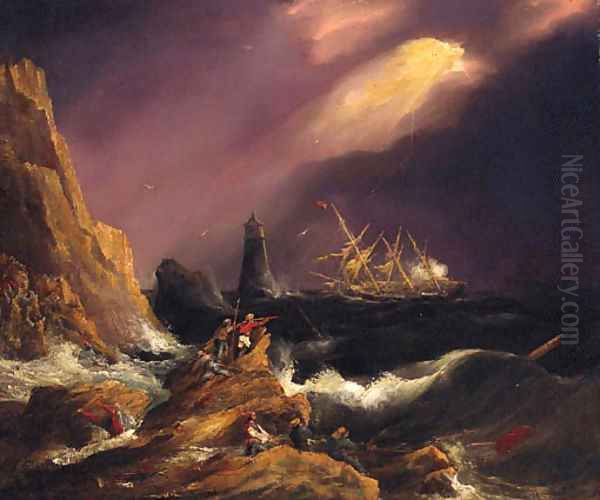 Shipwrecked Oil Painting by English School