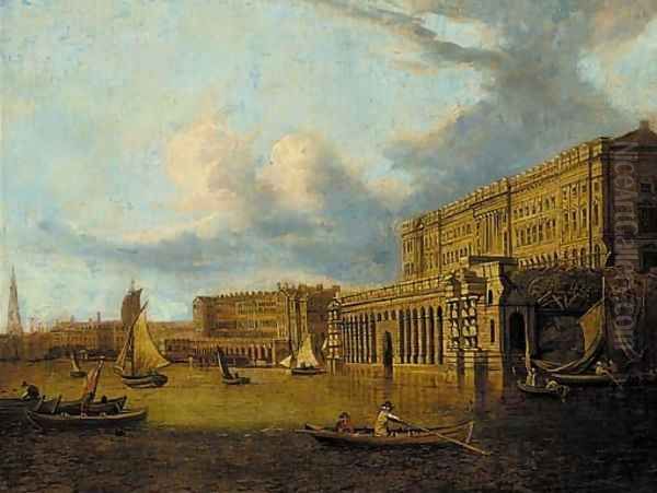 Somerset House from the Thames Oil Painting by English School