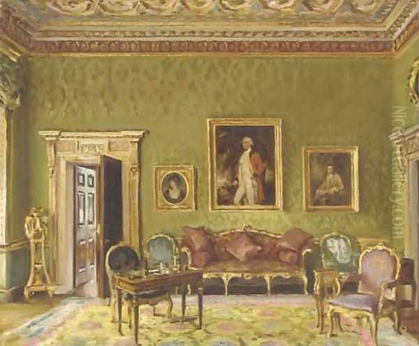 Study of a drawing-room interior Oil Painting by English School