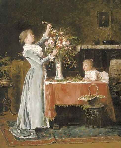 The flower arranger Oil Painting by English School