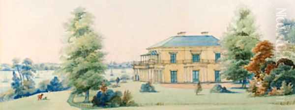 The North Front of Weston Grove, Southampton Water Oil Painting by English School