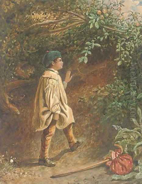 The young apple picker Oil Painting by English School