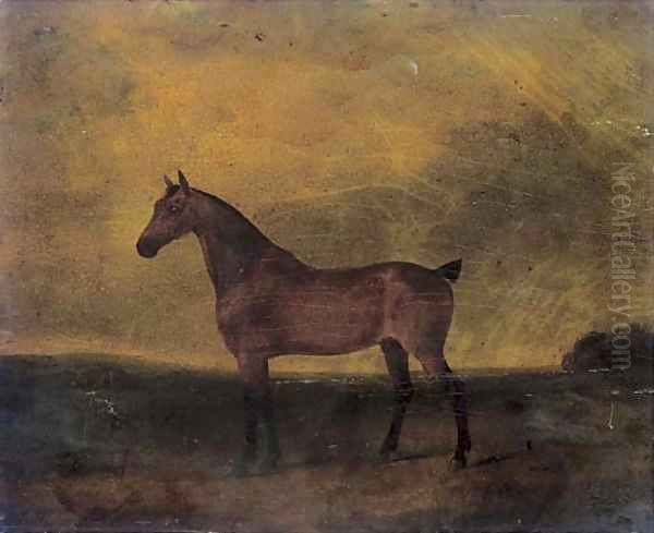 A bay hunter in a landscape 2 Oil Painting by English School