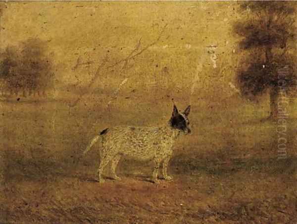 A terrier in a landscape Oil Painting by English School