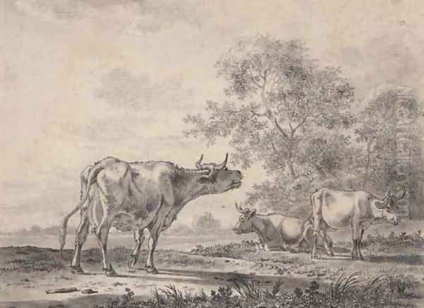 Study of cattle Oil Painting by English School