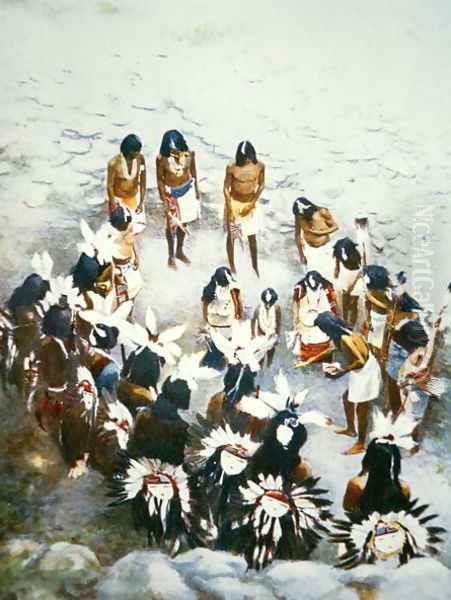 Lenya Ceremony, Walpi Pueblo, c.1900 Oil Painting by F. Seth