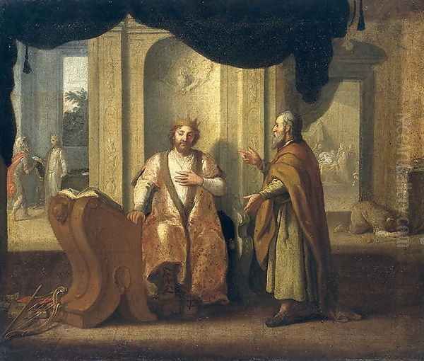 David and Nathan, 1672 Oil Painting by Matthias Scheits