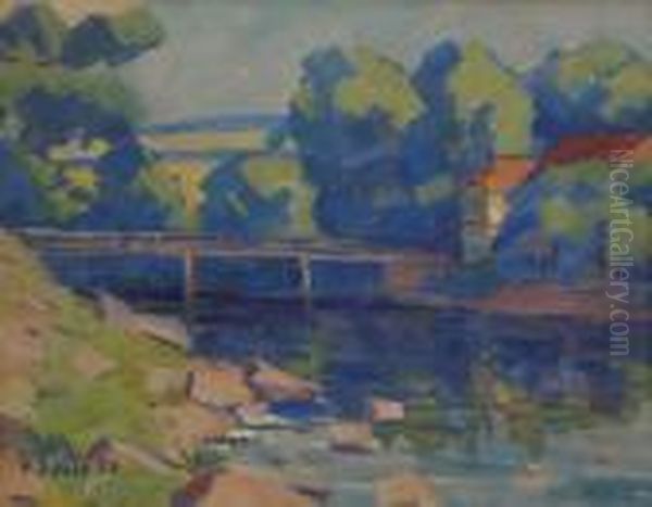 Bridge Near Potstejn Oil Painting by Vaclav Spala