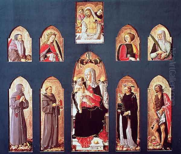 The Madonna and Child Enthroned with Saints, c.1456-61 Oil Painting by Giorgio Schiavone