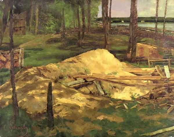 Sawdust Pit, 1876 Oil Painting by Carl Schuch