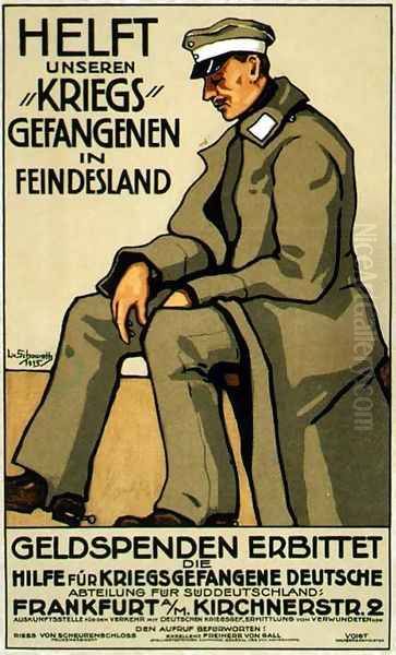 Help our Prisoners of War in Enemy Territory, German poster, 1915 Oil Painting by Lina von Schauroth