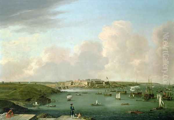 The taking of Belle Isle, 1761, by Commodore Keppel and Col. Hodgson Oil Painting by Dominic Serres