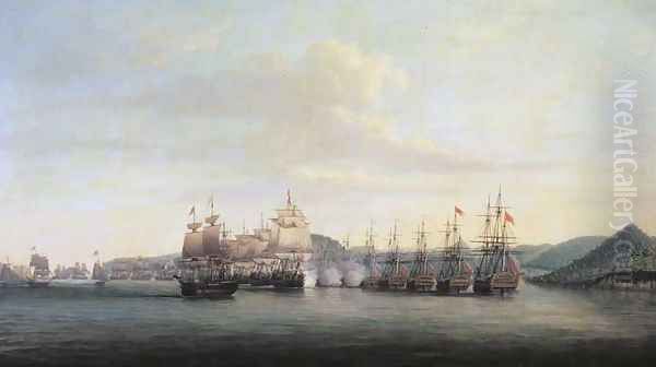 Barringtons Action at Santa Lucia, 1778 Oil Painting by Dominic Serres