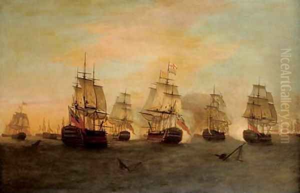 The Battle of the Saints, 12 April 1782 Oil Painting by Dominic Serres