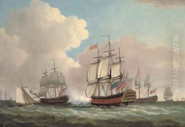 H.M.S. Ocean joining Admiral Keppel's fleet off Ushant, July 1778 Oil Painting by Dominic Serres