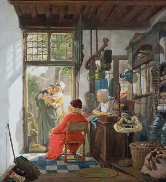 The Cloth Shop Oil Painting by Jacob Van Stry