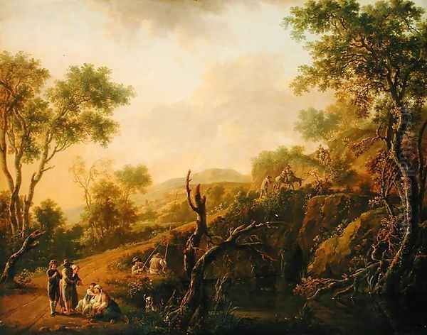 Italian Landscape Oil Painting by Hendrik Willem Schweickardt