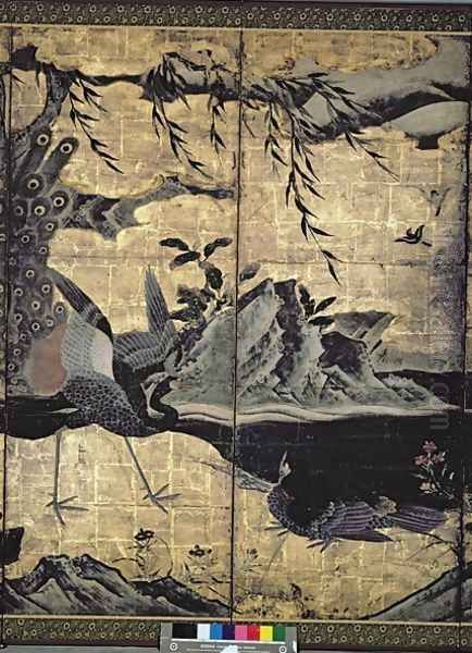 Birds and Flowers of the Four Seasons Oil Painting by Kano Soshu