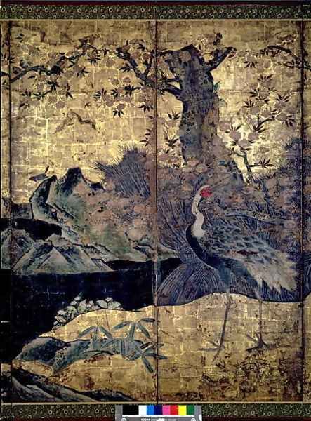 Birds and Flowers of the Four Seasons 2 Oil Painting by Kano Soshu