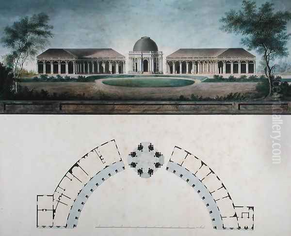 The Temple of the Sun at the Bayreuth Hermitage c.1780 Oil Painting by J. Saher